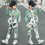 Boys Fashion Camouflage Print vabaaja spordi&uuml;likond 140 roheline