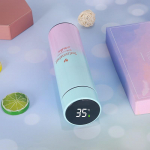 480 ml roostevabast terasest k&otilde;rge v&auml;&auml;rtusega termospudel koos intelligentse temperatuurin&auml;idiku temperatuurianduriga termostopsiga roosa