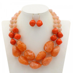 Bohemian Maxi kaelakee naistele Kahekihilised helmed ketivaigust kalliskivi Vintage Statement Choker ehted oranž