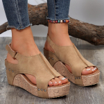 Suvised jalatsid Must platvormkiil kummitallale pannal Peep Toe Elegantsed naistekingad Sandaalid suur suurus 39 khaki