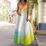 Naiste Slip Kleit Maxi Pikk Kleit T&auml;htkujuline Vikerkaareprinter Kleit Kevad-suvi V kaelusega Vaba aeg Puhkus 3XL roheline