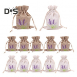 12 tk lavendli tikitud kotid T&uuml;hjad hoiukotid koos pingutusn&ouml;&ouml;riga kulumiskindlad laialdaselt kasutatavad ehete kommide hoiukotid mitmev&auml;rviline