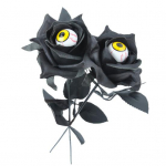 2 tk Halloweeni kunstlilled realistlik silmamuna roosikimp pika varrega lilledekoratsioon kodu peokaunistus piduliku atmosf&auml;&auml;ri rekvisiit 2pcs must