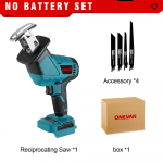 ONEVAN 3600W 12000SPM harjadeta juhtmeta elektriline edasi-tagasi liikuv saag, muutuva kiirusega metallist puidu l&otilde;ikamise t&ouml;&ouml;riist Makita 18 V aku jaoks Without Battery