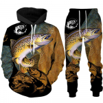 Meeste Loomade Bass Carp P&uuml;&uuml;k 3D Prindi Mood Fisher Tracksuit Unisex Hoodie Jooksup&uuml;ksid 2tk Komplekt V&auml;liriided Suurus S-6XL 6XL