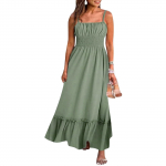 Naiste suvine maksikleit, varrukateta lilleline spagetirihm, Boho Beachi pikk kleit, rannariided puhkuseks S