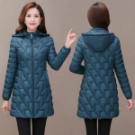 Keskpikk Parka Light jakk Ema s&uuml;gisene puuvillane mantel Naiste polsterdatud mantel Polsterdatud jakk Talve Parkas jope 6XL 3XL tumesinine v&auml;rv
