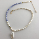 Mood Mageveep&auml;rli Triibulised Helmed Kaelakee Ehtne Barokkp&auml;rli Ripats K&auml;sitsi Valmistatud Ehted Kaelakee Choker Naistele Igap&auml;evane Kingitus 42cm