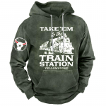 Vintage kapuuts Yellowstone'i 3D-prindiga meeste kapuutsiga dressipluus vabaaja t&auml;navar&otilde;ivad unisex pulloverid, mood suures spordidress M