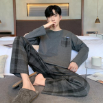 pluss suurus 5XL 6XL triibuga Vaba aeg Meeste pidžaama komplekt kevad s&uuml;gispuuvill poistele magamisriided pikkade varrukatega &ouml;&ouml;riided Pidžaama koduriided 120kg saab kanda 5XL