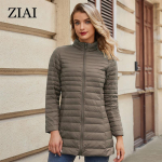 ziai S&uuml;gistalvine naiste jope, soe polsterdatud puhvis mantel Ultrakerge sulejope Naiste tepitud Parka Slim Fit &uuml;ler&otilde;ivad DM22 M khaki