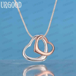 925 naelsterlingit h&otilde;bedast roosikullast kahekordse s&uuml;damega ripatsiga kaelakee moodsad pulmaehted S-40CM