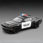 Uus skaala 1:22 P&otilde;rgu Kass Challenger SRT Politseiauto Mudel M&auml;nguasjad Sulamist Diecast 4 Avatavat Uks Heli Valgus Tagasit&otilde;mbamismehhanismiga S&otilde;iduk Kingitus Lapsele must