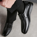 Meeste nahast kingad, &auml;rilised vabaaja nahast kingad, moes, hingavad, kerged, pehme tallaga, tippklassi pidulikud jalatsid meestele 39 must