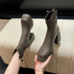 Luksuslikud Naiste K&otilde;rged Kontsad Ruudukujulise Ninaga Pahkluusaapad Moedisainer Nahkkingad Talv 2025 Trend Gooti Massiivsed Peokingad Saapad Naised 39