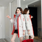 Naiste 3XL Tuulejope Talvine Uus Korea Stiilis Suur Suurus Mantel Puuvillane Mantel Keskmise Pikkusega Lai Naiste Puuvillane Mantel Paks Mm Puuvillane Mantel M valge