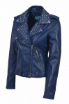 Naiste lambanahast nahkjakk Biker v&ouml;&ouml;ga uus mootorratta sinine stiilne jope XS sinine