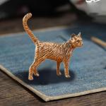 Messingist p&auml;rsia kassi miniatuurne loominguline kassipoegade ornament, kogutav kompaktne pikk saba