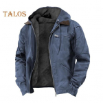 Meeste dressipluus kapuutsiga pikkade varrukatega, mitme taskuga, lukuga plekk, paksendatud pl&uuml;&uuml;svoodriga jakk L sinine