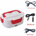 Hall roostevabast terasest 304 kaasaskantav elektriline s&ouml;&ouml;gikarp &ndash; mini, vett pole vaja 201+stainless steel fork and spoon+waterproof ring+insulation bag 12-220V punane