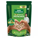 TATA Sampann R&ouml;stitud ja soolatud pistaatsiap&auml;hklid, Pista, 200 g, rikas valgu-, fosfori- ja kiudainetega, esmaklassilised p&auml;hklid ja kuivatatud puuviljad, kooritud p&auml;hklid, kr&otilde;mpsuv