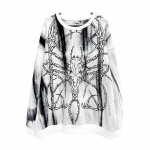 Harajuku Tie-dye Prindiga O-kaelusega Kapuutsiga Pusa Naised Streetwear Vabaaja Lahtised &Uuml;laosad Grunge Y2k Esteetilised Riided Vintage Sweatshirt S valge