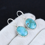 Looduslik Larimar v&auml;&auml;riskivi 925 sterlingh&otilde;be k&otilde;rvar&otilde;ngas, boho h&otilde;bedased rippuvad k&otilde;rvar&otilde;ngad, kingitused t&auml;nup&uuml;haks, kingitused talle 2.16" sinine