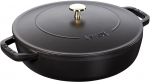 Staub Saute Pan Must Kahe k&auml;ega valatud emailpott madal Sukiyaki &Uuml;hildub IH Jaapani hautisega Braiser 24cm [volitatud toode] 40511-473 must