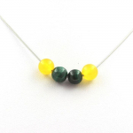 Pierres et Min&eacute;raux. Collier perles Agate jaune + Malachite du Congo 8 mm Chaine en acier inoxydable.
