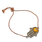 Yellow Evil Eye, Citrine Handmade 925 Sterling Silver Bracelet 7-8 u7f87