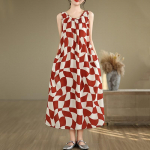 Varrukateta Plus-suuruses uus vintage kleidid naistele vaba ja pikk suvekleit M