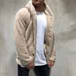 Meeste kaisukaru fliismantel Talvine s&uuml;gis soe pikkade varrukatega jope karusnaha kohev kapuutsiga &uuml;ler&otilde;ivad džemprid kapuutsid Tuulejope L aprikoosi