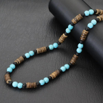 Mood Meeste Naturaalsed Kookosp&auml;hkli Koor Helmestest Kaelakee 18 Tolli L&uuml;hike Krae Vulkaaniline Kivi Tiigrisilma Kivi Colar Ehted Kingitus Talle