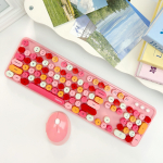 Mofii Sweet Juhtmevaba Retro &Uuml;mar Klaviatuur-Hiire Komplekt Ergonoomika 104 Nuppu &Uuml;hilduv Mitme S&uuml;steemiga S&uuml;learvuti M&auml;ngu Kontori T&ouml;&ouml; roosa
