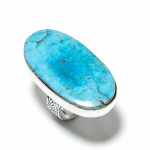 Tibetan Turquoise Handmade 925 Sterling Silver Jewelry Ring Size 8 f5t75