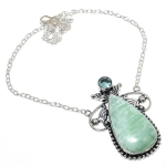 Amazonite, Blue Topaz Handmade 925 Sterling Silver Necklace 18 m6y02