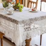 Elegantnepitsiline Lilleline Laudlina, Pol&uuml;ester Ristk&uuml;likukujuline Lauakate Saksakeelse &Auml;&auml;risega, Klassikaline Moodne Muster Luksuslikuks S&ouml;&ouml;gilauaks, Pulmadeks 110 * 160cm rectangular gray