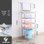 Roostevabast terasest mitmekihiline p&otilde;randal seisev riiul k&ouml;&ouml;gi ja vannitoa kraanikausi ja pottide hoiustamiseks