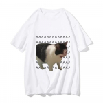 Naljakas meem Kurb nuttev kass Prinditud Naised Mehed vabaaja T-s&auml;rk Suvine Harajuku T-s&auml;rgid Vabaaja mood T-s&auml;rgid Riided L&uuml;hikeste varrukatega XXXXL