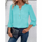 YYFS naiste moe vabaaja kevad-s&uuml;gis &uuml;hev&auml;rvilise tr&uuml;kiga pikkade varrukatega V-kaelusega pluusid ja s&auml;rgid S