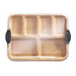 Bambusest serveerimisalus kaanega 6-sektsiooniline peo serveerimisvaagen juustu, puuviljade jaoks Multifunktsionaalne charcuterie laud k&ouml;&ouml;gis toiduvalmistamiseks, perepeoks, kingitus