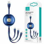 Usams Kabel U69 3W1 1M Niebieski/Blue(Lightning/Microusb/Usb-C) Sj508Usb02 (Us-Sj508)