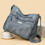 Pehmest nahast suure mahutavusega Crossbody kott naistele 2024 Uus trendikas ja moodne keskealiste ja eakate naiste kott, ema &otilde;lakott 28x10x24cm sinine