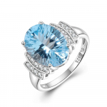 Looduslik taevasinine topaas s&otilde;rmus 8,50 ct ovaalne 10*14 mm v&auml;&auml;riskivi 925 sterlingh&otilde;be Klassikaline disain peen ehtekunst naiste aastap&auml;evaks US RING SIZE:6#