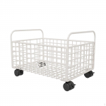 Rolling Utility Storage Basket under Desk Household Practical Metal Mesh Bin for Toys Dolls 25cmx38cmx26cm valge