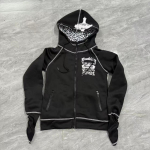 Gooti Punk Leopardi Mustriga Kapuutsiga Dressipluus Harajuku Retro Slim Fit V&uuml;rtsikas T&uuml;druk Multifunktsionaalne Lukuga Kapuutsiga Dressipluus Hip Hop Mood Spordir&otilde;ivad M