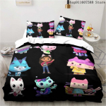 Gabby nukumaja voodipesukomplekt Kawaii voodipesukomplekt &Uuml;heinimese Kaheinimese suurus Kodu dekoratsioon T&uuml;drukutele Lastele Joonisfilm Armas Kass Tekikotikomplekt EU Single135x200cm