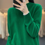 Naiste ka&scaron;miirkampsun Qinghe ka&scaron;miir 30% ka&scaron;miir 70% vill s&uuml;gis-talvine pullover soe ja moekas L tumeroheline v&auml;rv