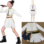 Korea Poplaulja B&auml;nd Meeskond KPOP Cosplay Kost&uuml;&uuml;m Lastele T&uuml;drukutele Karnevalipeo Halloweeni J&otilde;ulude Kost&uuml;&uuml;m 140cm valge