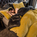 Talvine Piimakangast Sametine Voodipesu Komplekt Soe Paksenenud Pl&uuml;&uuml;sist Tekikate Voodilina Padjap&uuml;&uuml;r Kahekohaline Voodi &Uuml;hekohaline Voodi Queen King Suurus Tekikate Komplekt Flat Bed Sheet&150x200cm-3pc kollane